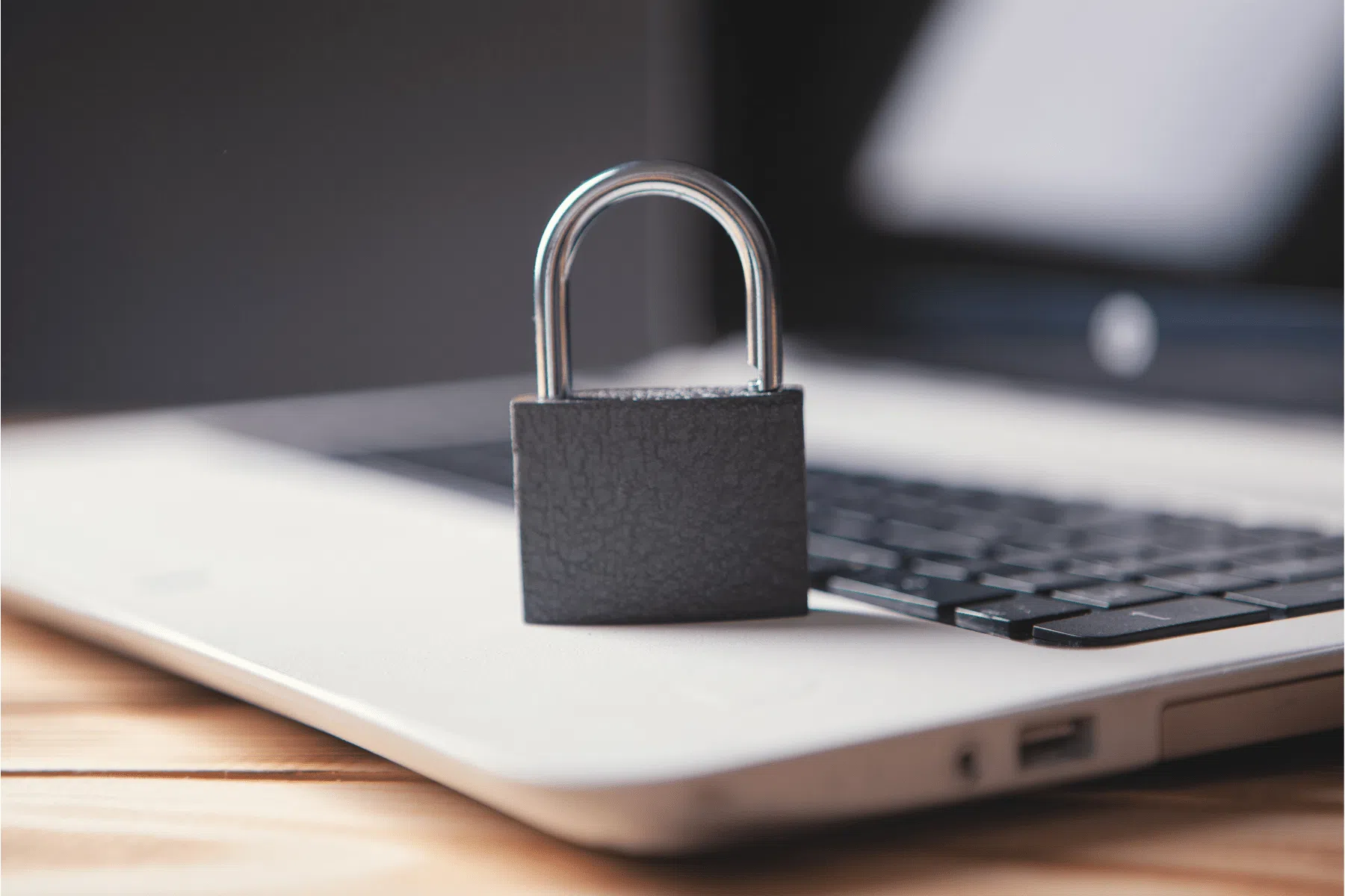 Cyber Security - padlock and laptop